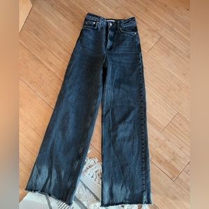 MANGO Black Highwaisted Wide Leg Jeans